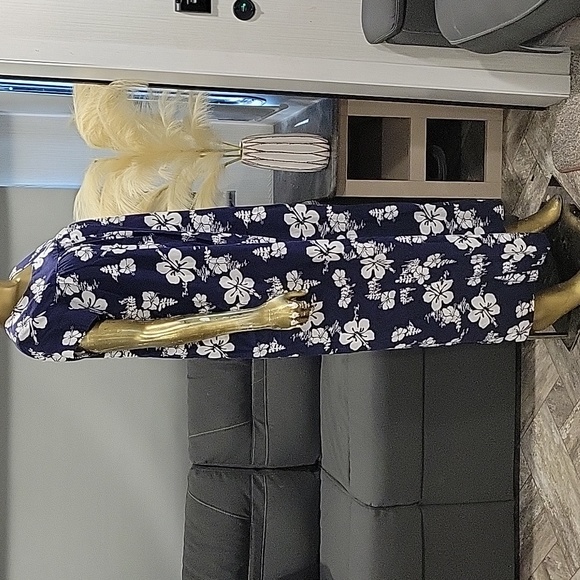 Vintage Hawaiian Ui Maikai Blue & White Floral Maxi Mu Muu Dress Size M - Picture 6 of 9